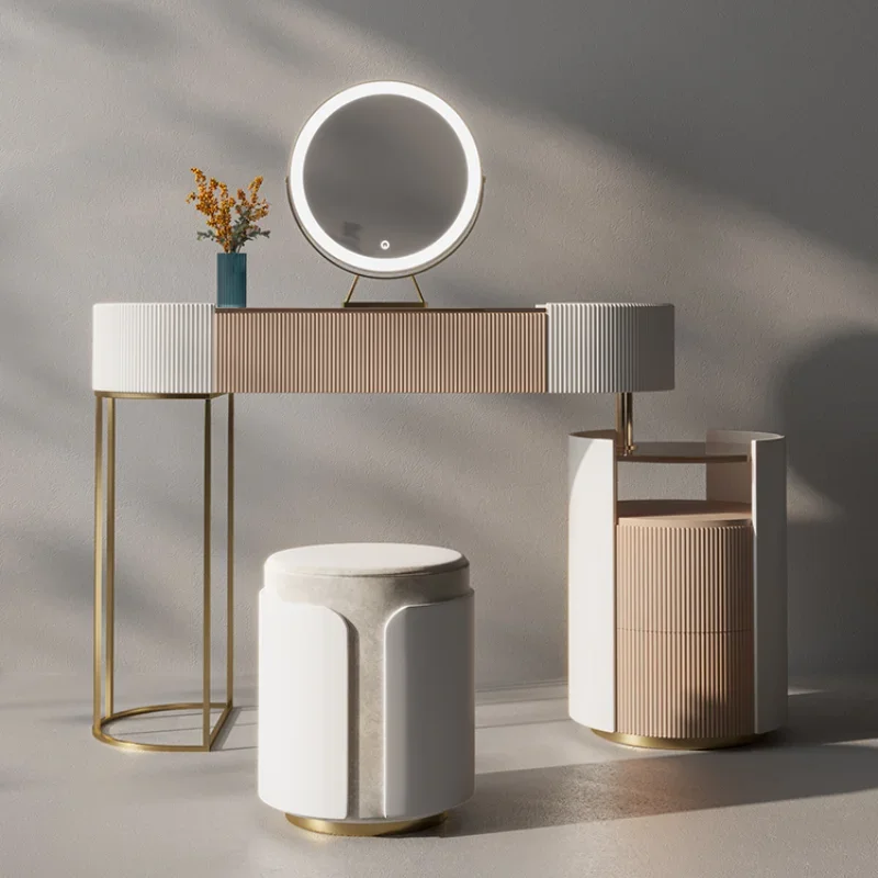 

Nordic Girls Aesthetic Dressing Table Led Desings Hotel Modern Storage Makeup Table Drawer Mirror Kaptafel Dresser Furniture
