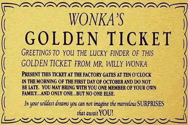 Letrero de estaño Golden Ticket Charlie Chocolate Factory That Await You, letrero de Metal