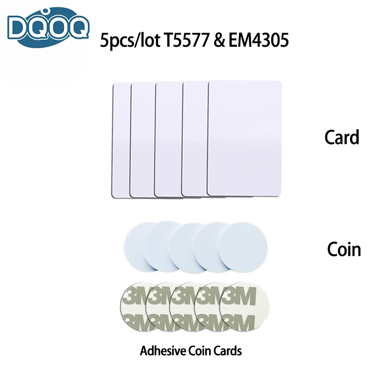 Etiquetas de Chip inteligente RFID EM4305 T5577, llavero regrabable, fotocopiadora de ficha clonada, duplicadora de insignias de 125Khz, tarjeta de proximidad, 5 uds.