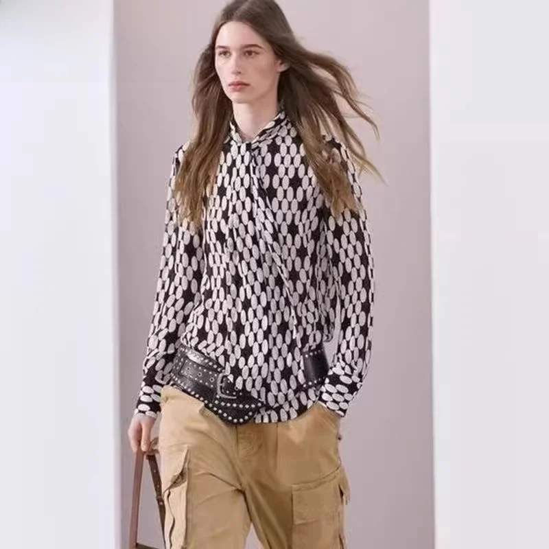 

Spring Summer 2024 Women's Faionable Loose irt with Knot Print Versatile New Arrival Ladies' Premium irt