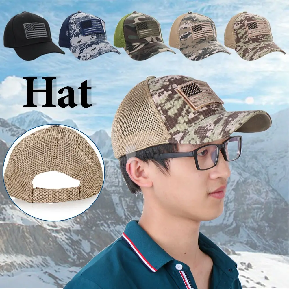 Fashion Men Sport Baseball Cap Outdoor Anti-UV Sun Cap Mesh Hat Peaked Cap Hiking Cap Fisherman\'s Hat Fishing Hat Trucker Hat