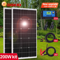 DOKIO 18V 200W Solar Panels/200W Monocrystalline Kit 100 Watt 2Pcs Photovoltaic Waterproof Cell Panel For RV/Home/12V Battery