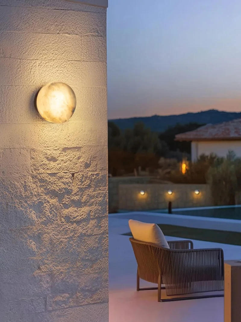 Wall lamp outdoor waterproof snowflake marble villa courtyard garden outdoor terrace lamp self-built house yard exterior wall wa