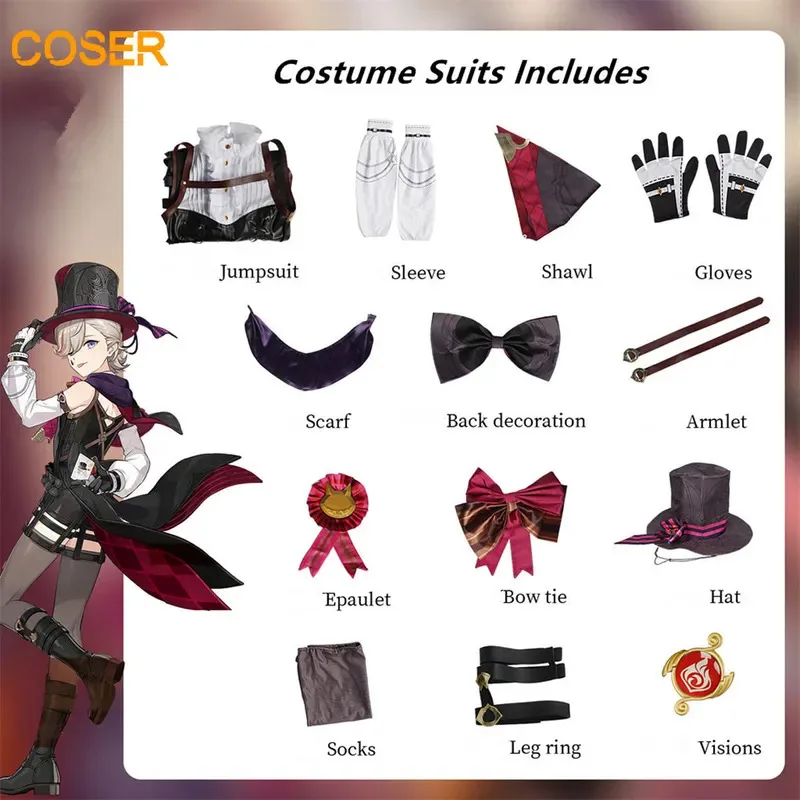 

CyLyney Cosplay Game Genshinimpact Lyney Cosplay Costume Game Role Play Wigs Comic Con Party Animation Prop