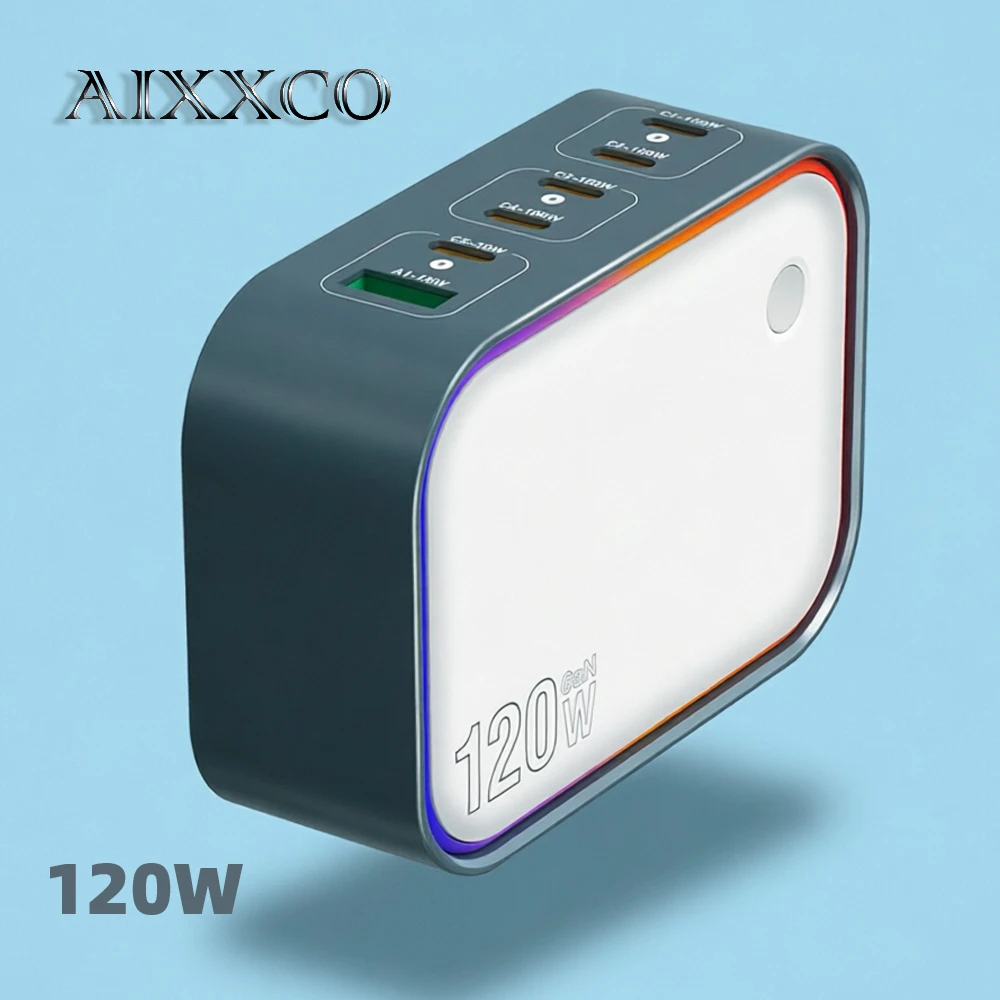 aixxco-caricatore-usb-6-in-1-gan-120w-stazione-di-ricarica-rapida-usb-c-pd-qc30-per-laptop-iphone-ipad-samsung