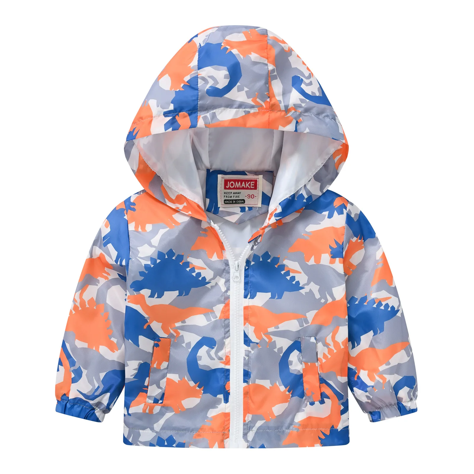 

Boys Long Sleeve Zip Up Jacket,Kids Thin Colorful Dinosaur Print Hooded Clothes Outdoor