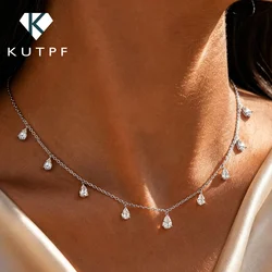 0.5carat Pear Cut Moissanite Diamond Drop Necklaces for Women 925 Sterling Silver Bridal Neckchain Fine Jewelry with Certificate