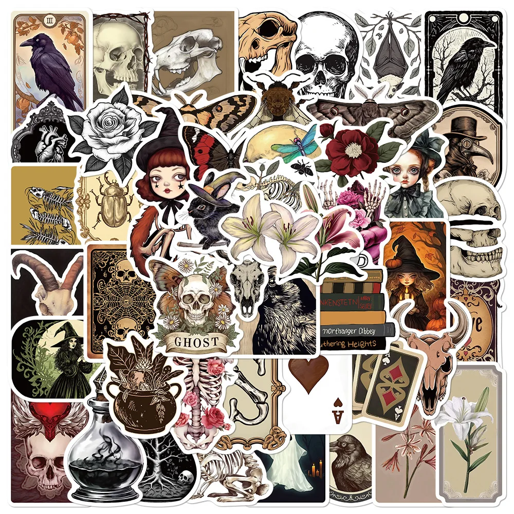 

50Pcs Vintage Gothic stickers Goth Skull DIY Stickers Scrapbooking Phone Luggage Skateboard Waterproof Graffiti Decals