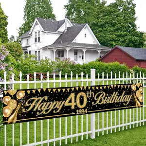 زينة حفلة عيد ميلاد باللونين الأسود والذهبي ، لافتات عيد ميلاد سعيدة 30 ، 40 ، 50 ، 50 ، لوازم حفلات عيد ميلاد للبالغين 30 ، 40 ، 50 عاما أفضل 8 مبيعات طقم زينة عيد ميلاد 30 - No3