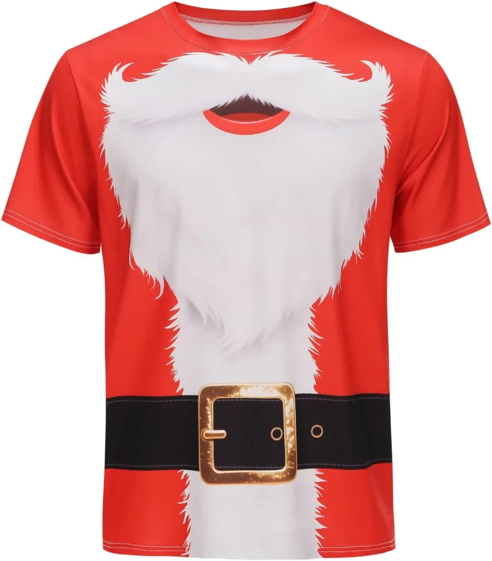 

3D Print Funny Chrismas Graphic T-Shirt Men's Women's Santa Clause Pattern Short Sleeve Tees Fashion Creative Festival Party Top