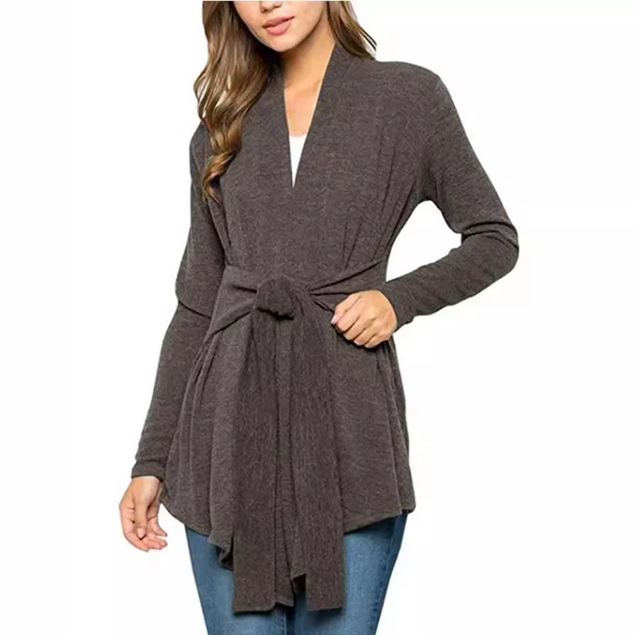 2026 Autumn Women's New Long-sleeved Strap-on Cardigan Top 2