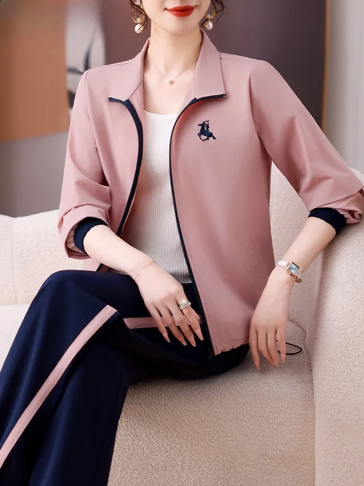 

Casual Sportswear Set for 50 Year Old Mothers Loose Fit Long Sve Top And Pants High End Brand Korean Sle Spring Autumn Wear