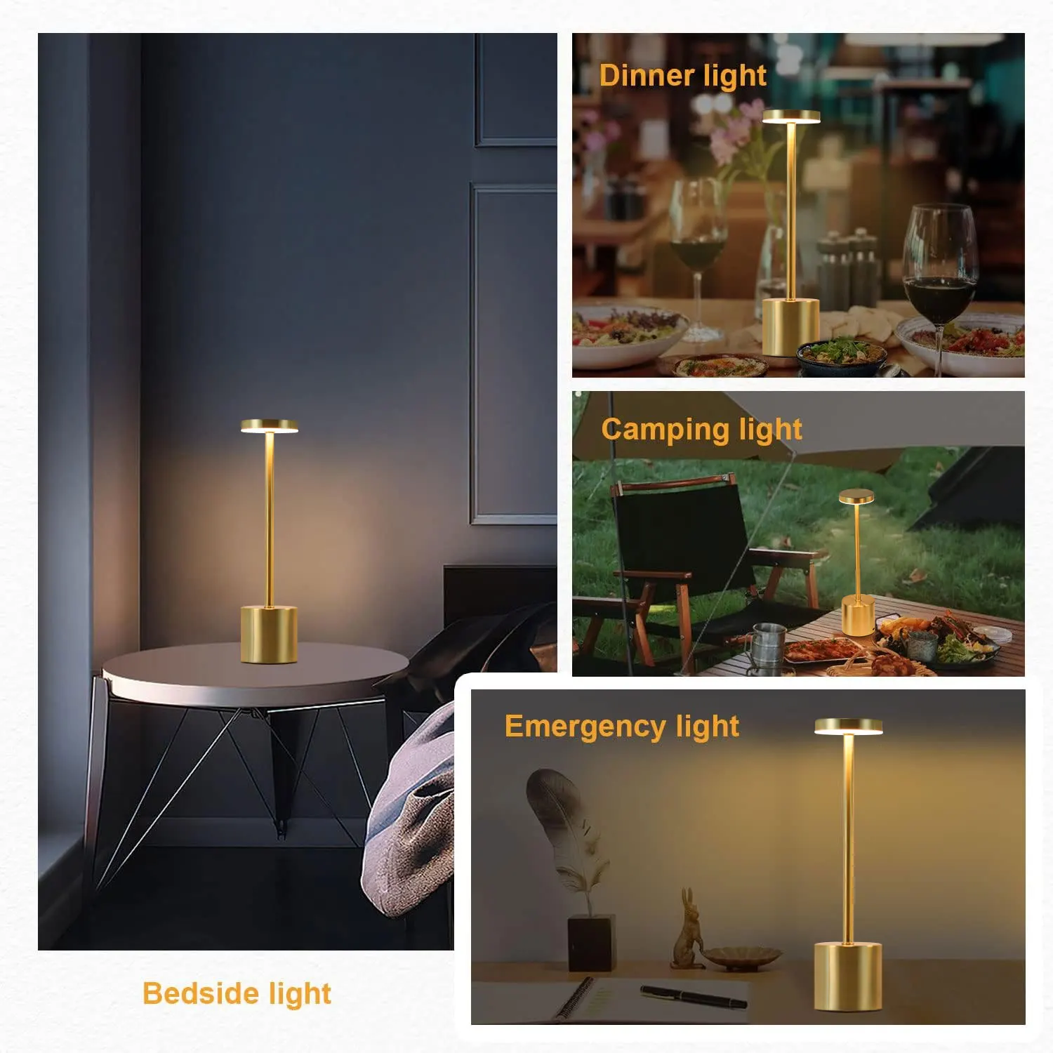 Lámpara de mesa LED con Sensor táctil de Metal clásico, lámpara de escritorio recargable, 3 colores, luz ambiental creativa, Bar, decoración de