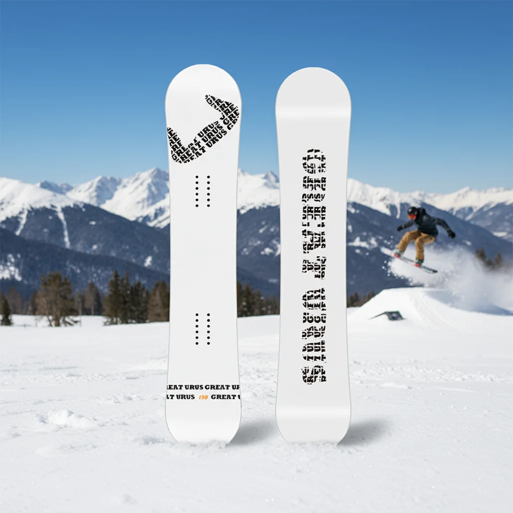 

Custom Logo All Mountain Snowboards With Camber Profile And Medium Hardness For Adult Riders 140cm Length In White Wood And