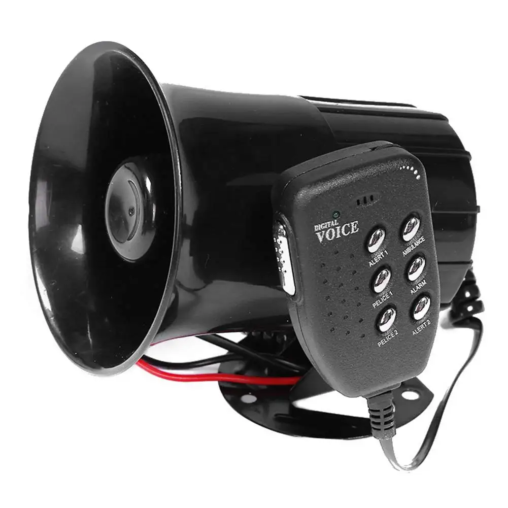 Motorcycle Car Auto Loud Air Horn 6-Tones Siren Sound Speaker Megaphone Alarm Van Truck Boat 100w 12v Six-Tone Modification Part