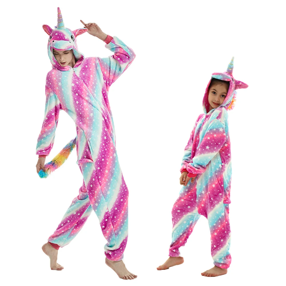 Kigurumi Pajamas for Women Kids Winter Halloween Clothing Adult Children's Pijamas Boys Animal Jumpsuit Winter Girls Onesies