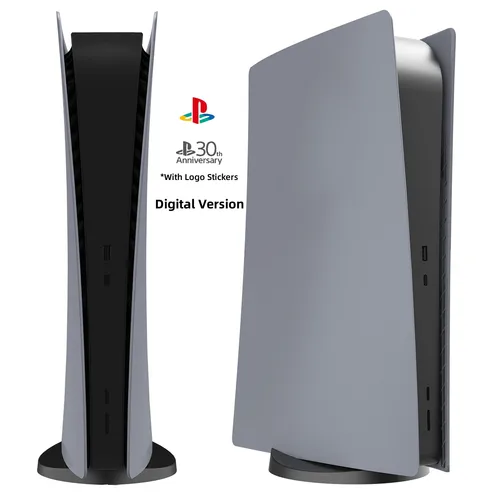 Imagen 2 del producto Para ps5 30 aniversario Carcasa de repuesto de placa frontal gris con logotipo ambos discos y versión digital