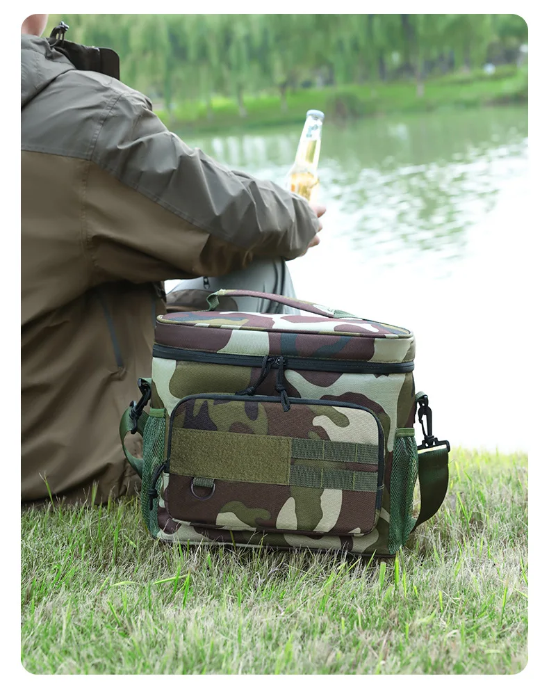 1pc Insulated Backpack Cooler Large Capacity Oxford Cloth Backpack Outdoor Travel Beer Bag Waterproof PEVA Lined Ice Bag