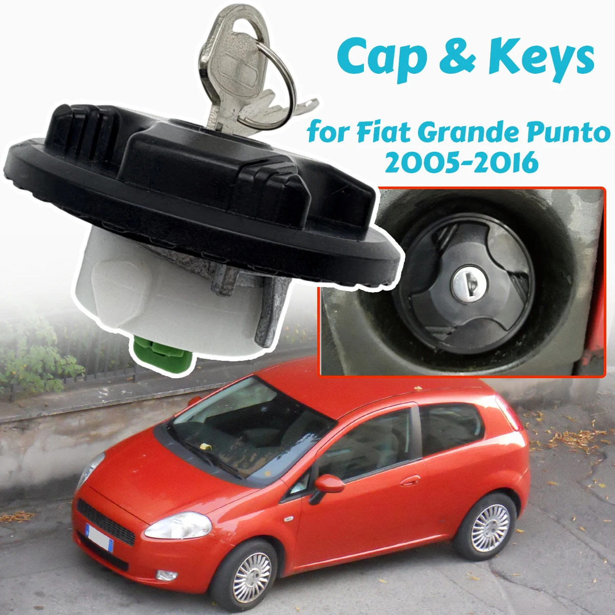 Fuel Filler Locking Tank Cap Keys for Fiat Grande Punto 2005-2016 Idea Marea Security Lockable Plug Repair Parts Diesel Petrol