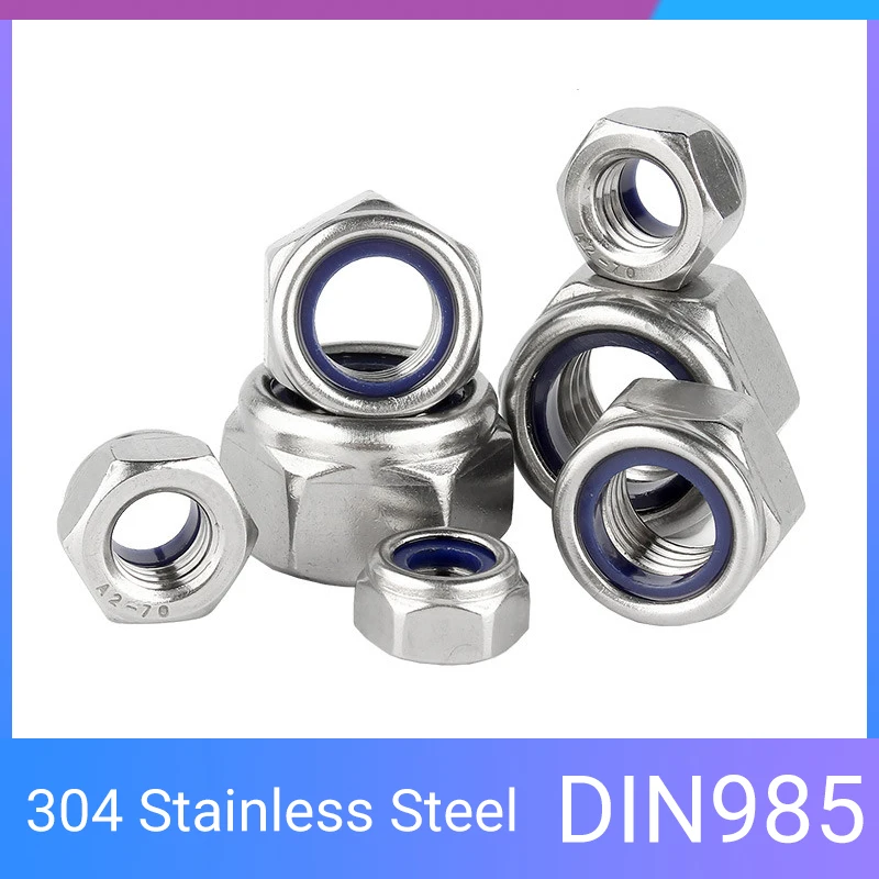 1-20pcs M2 M2.5 M3 M4 M5 M6 M8 M10 Nylon Lock Nuts Stainless Steel Insert Lock Nuts Self Locking Nut for Car Appliance