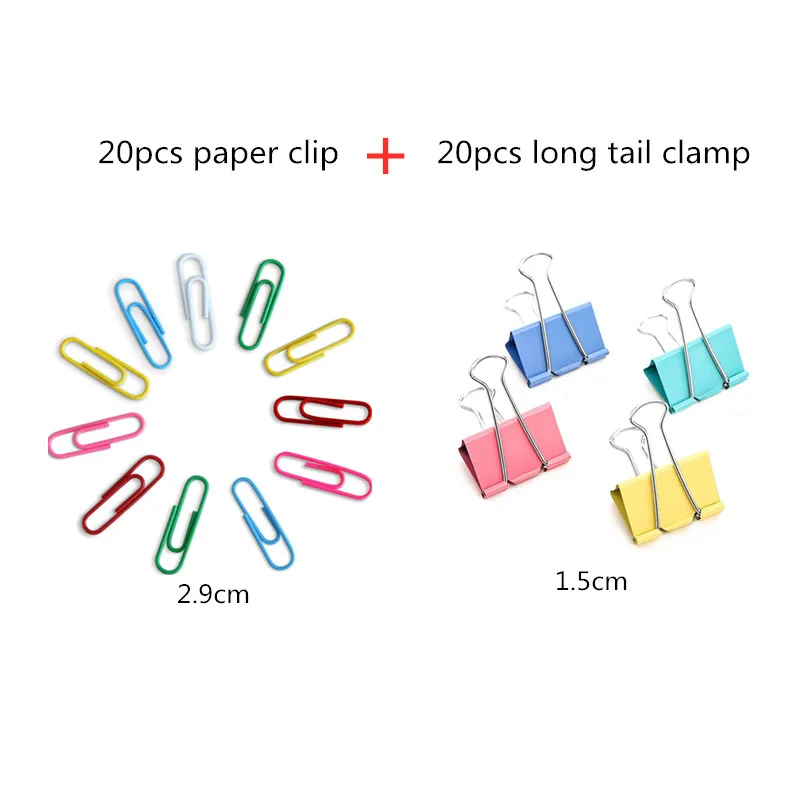 

20pcs 15mm long tail clip metal bookmark paper clip set for school stationery books high quality office supplies