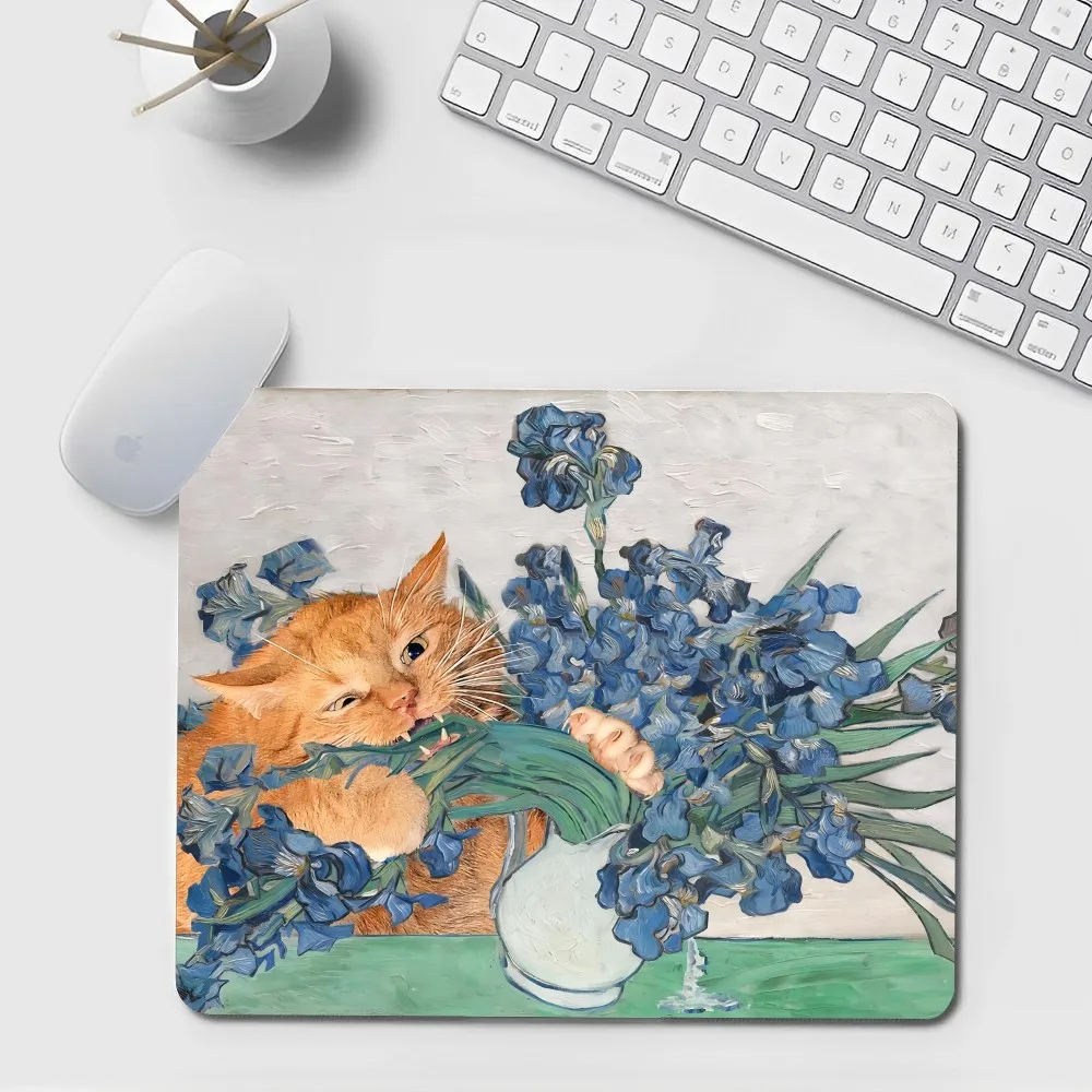 Claude Monet Van Gogh Funny Cat Art DIY Table Mat Student Mousepad Computer Keyboard Pad Games Pad Desk Mat for PC Mouse Carpet