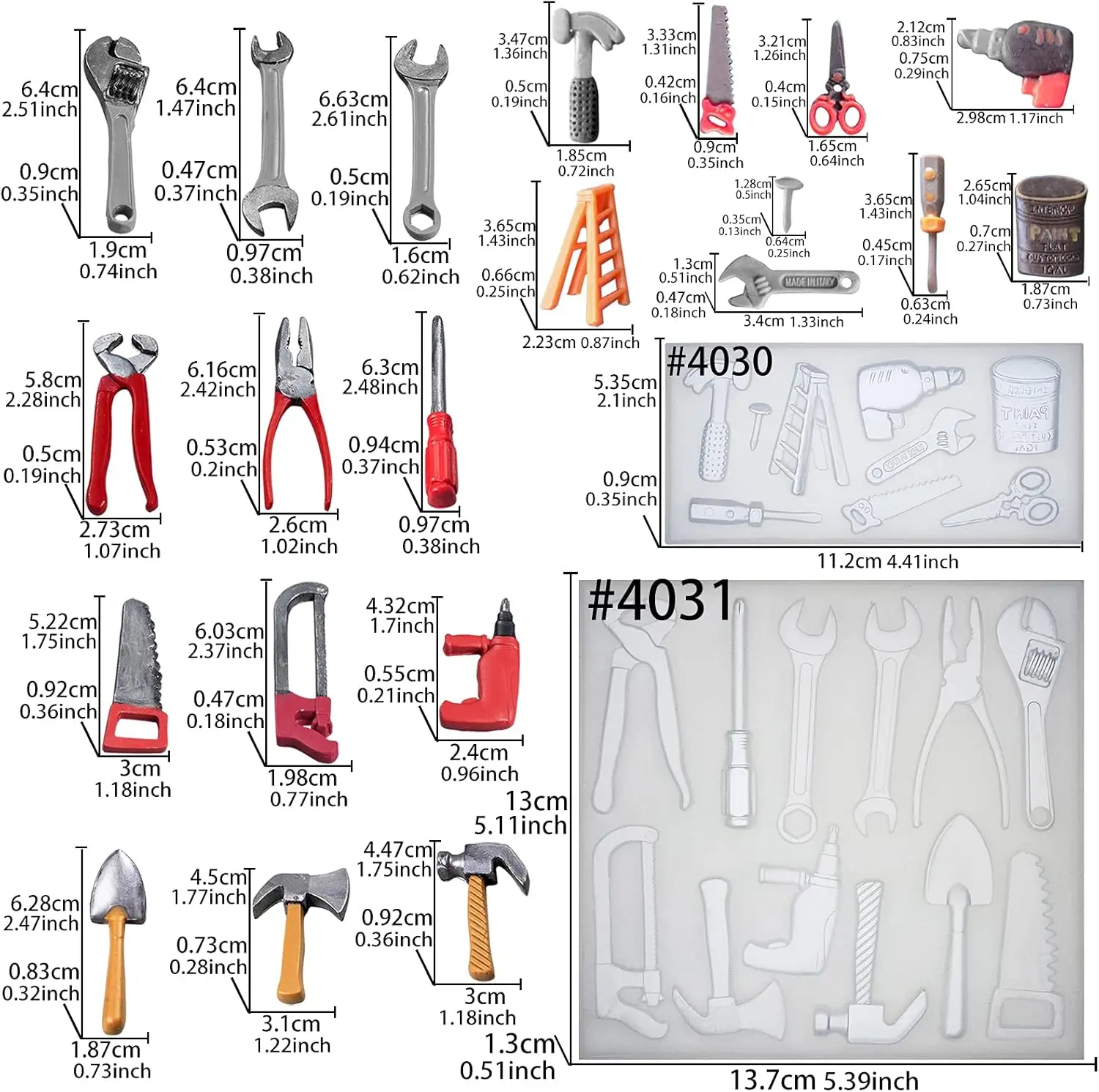 Construction Tools Fondant Silicone Molds Set for Chocolate Candy Sugarcraft Cupcake Topper Cookie Decorating Epoxy Resin Molds