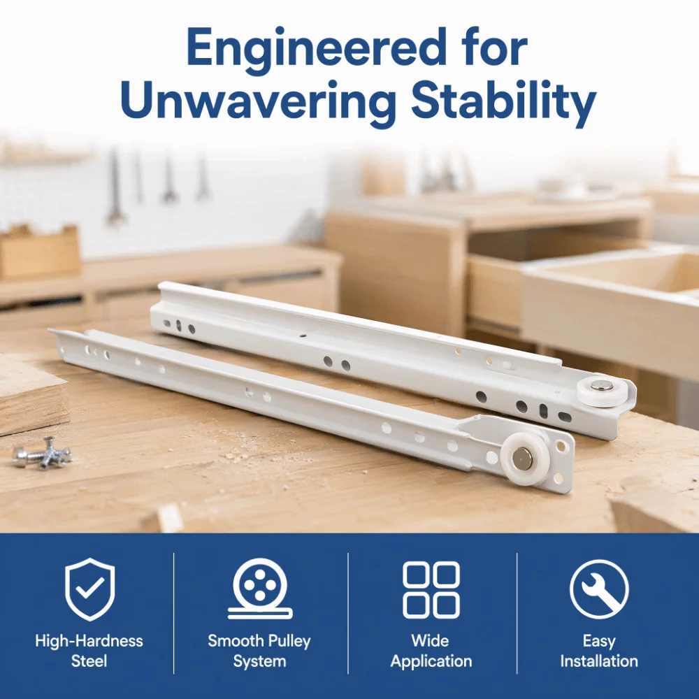 4pcs Durable Cold Rolled Steel Drawer Slide Kit Thicken 10 Inch Cabinet Track Rail Drawer Guide Rail Drawers
