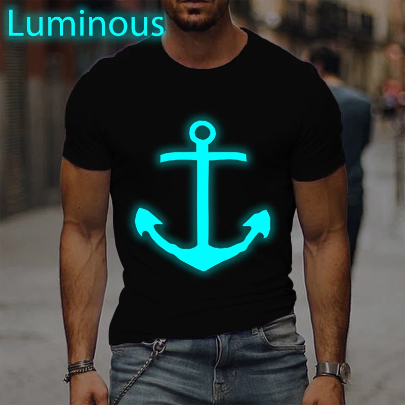 

Men's Vintage T Shirt Fishing Fisherman Print Luminous T-shirts Short Sleeve Crew Neck T-shirt