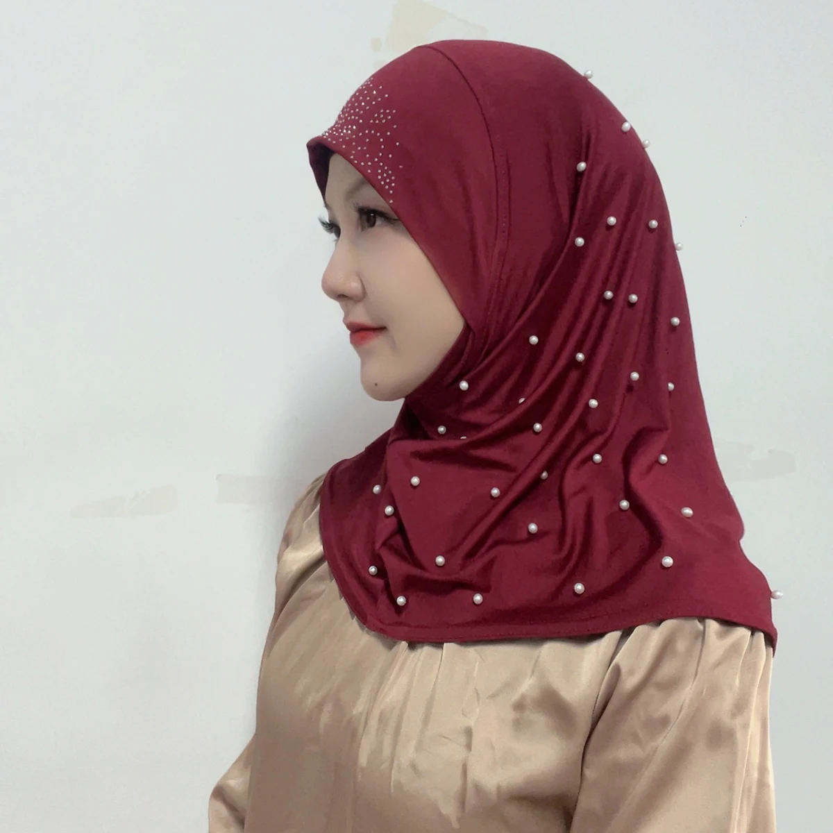 Nuevo Gorro Hijab con diamantes de imitación, cuentas elásticas, bufanda instantánea, diadema islámica, Jersey musulmán, cubierta Hijab, turbante