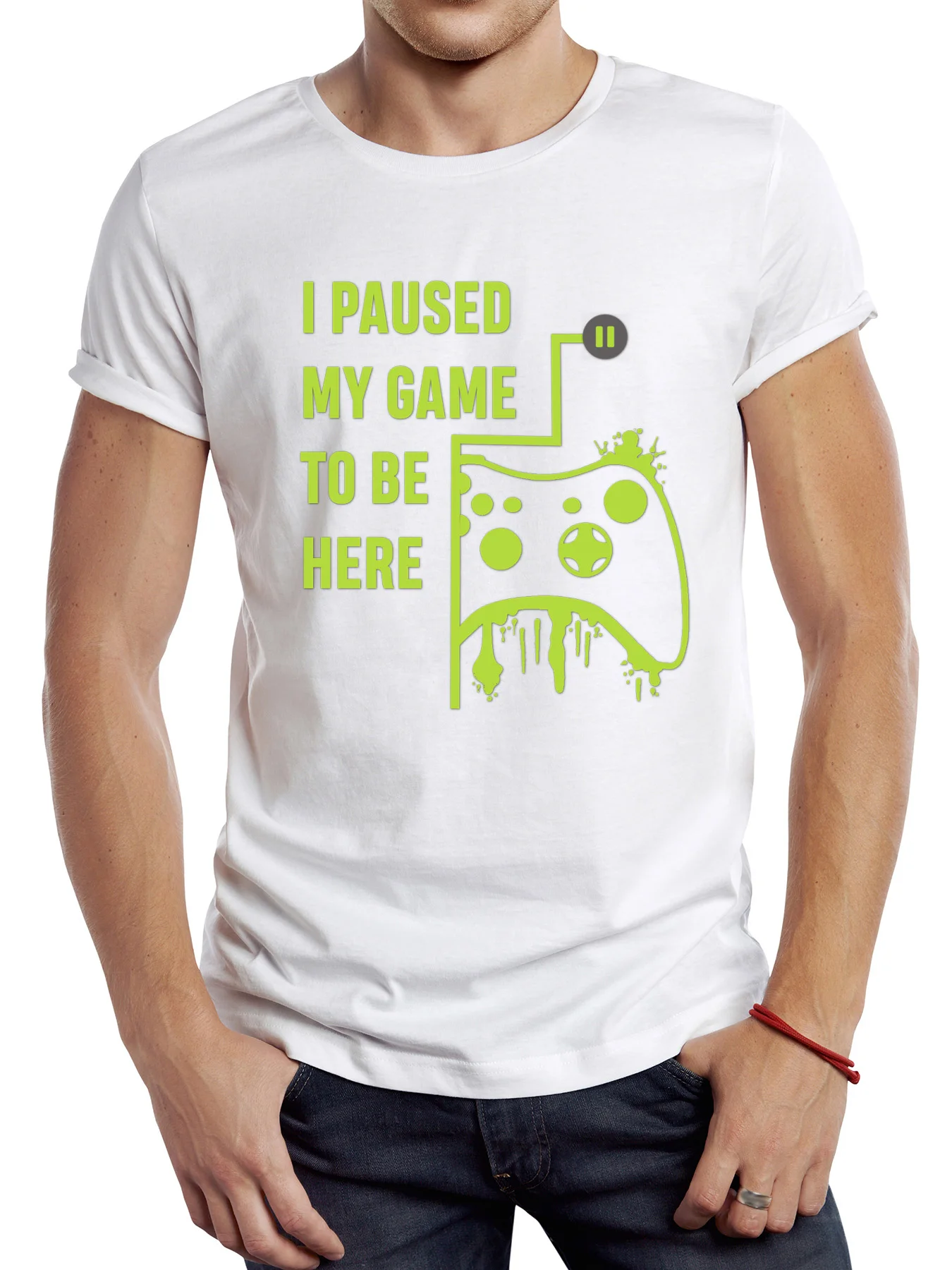 

FPACE Paused Game Funny Letters Printed TShirt Graphic Casual Hipster Gamer Man T Shirt Hip Hop Loose Women Tees