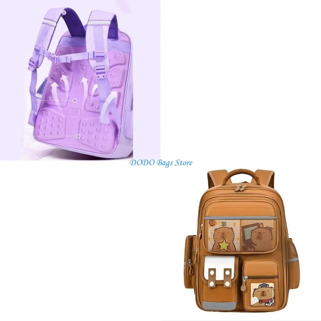 

Просторный милый рюкзак капибара, легкая и дышащая школьная сумка для детей, сумки для книг с удобным ремешком