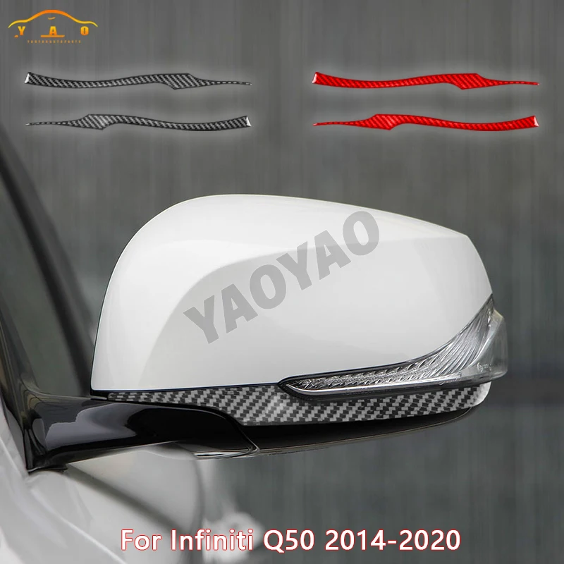 

Carbon Fiber For Infiniti Q50 2014-2020 Car Accessories Front Rearview Mirror Side Panel Decorative Strips Decoration Sticker
