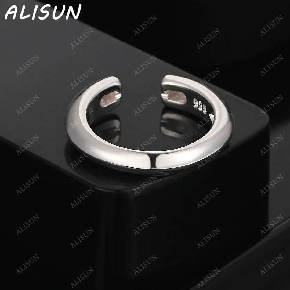 

ALISUN стерлингового серебра 925, минималистичное открытое кольцо для женщин и мужчин, модные ювелирные изделия, очаровательные свадебные аксессуары Grace Noble
