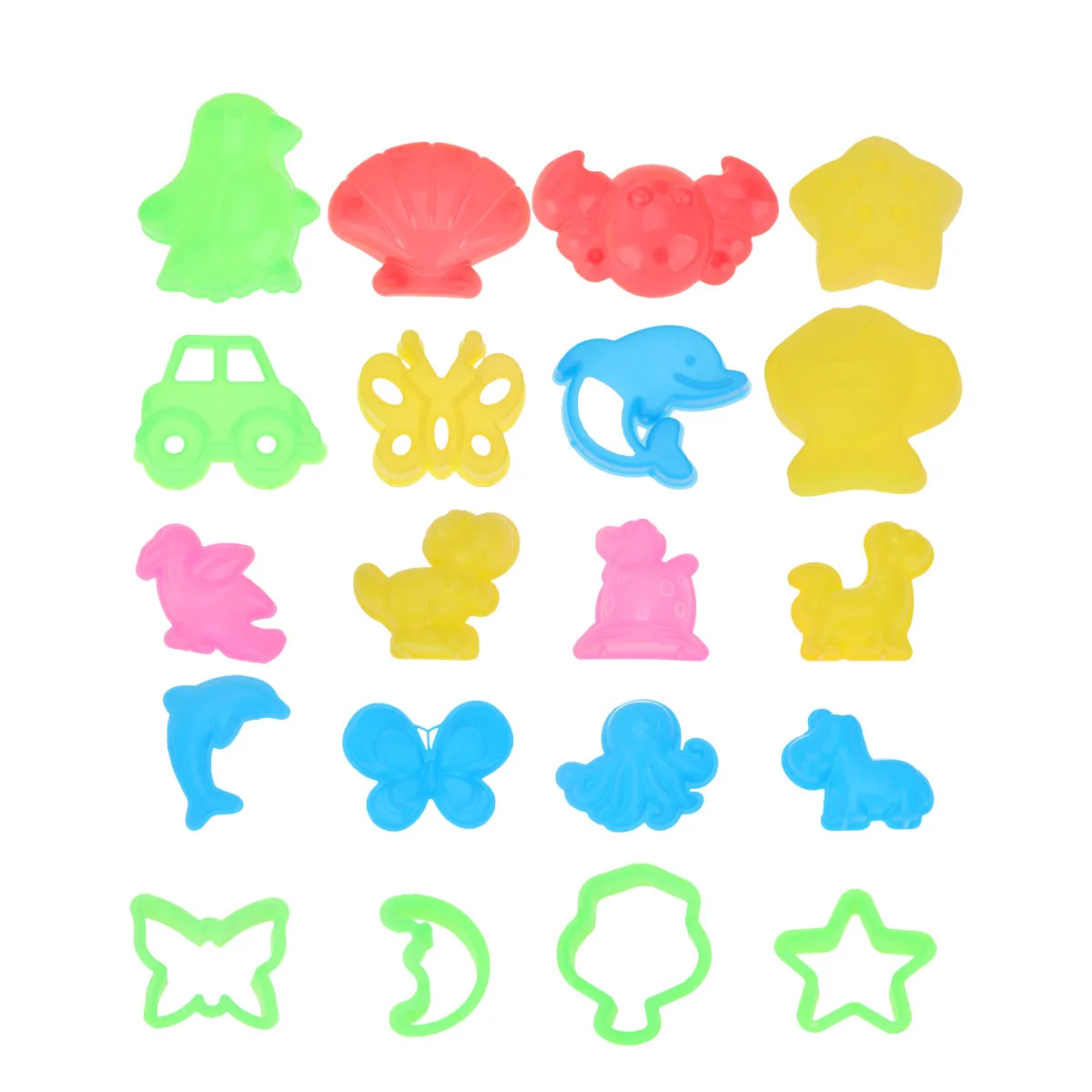 64Pcs Cartoon Shape Moulds Premium Plasticine Set for Kids Creative Play Beach Sandbox Yard Garden Activity Kit