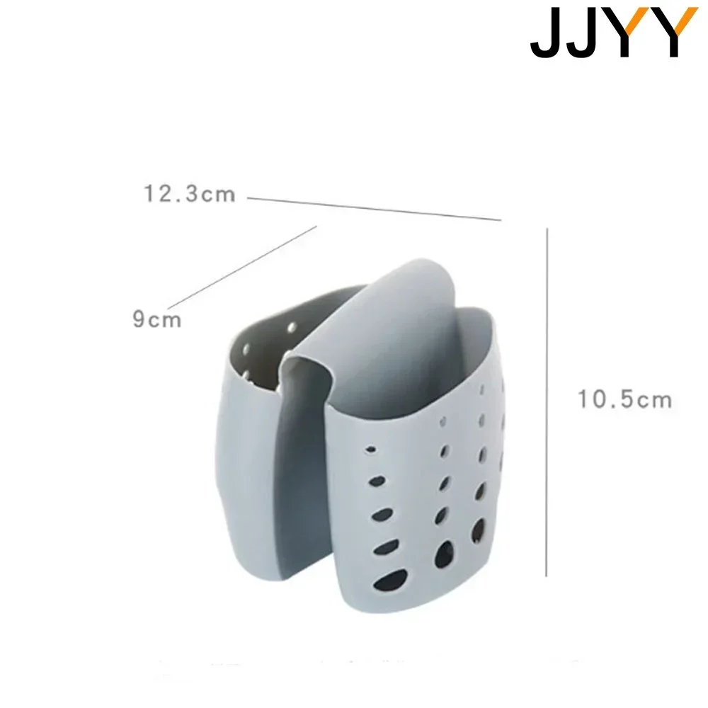 JJYY Kitchen Sink Hollow Drainage Hanging Basket Double Silicone Brush Sponge Hanging Bag Sundries Faucet Drainer Kitchen Tools