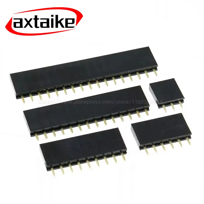 20PCS 2.54mm Black single row Female Header Connector 2P 3P 4P 5P 6P 7P 8P 9P 10P 11P 12P 13P 14P 15P 16P 18P 20P 40Pin PCB JST