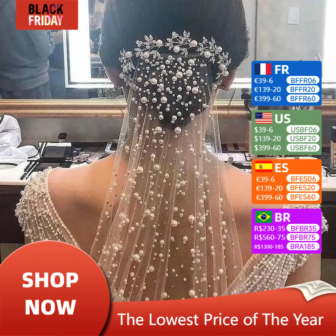 Velo da sposa con strass YouLaPan velo da sposa con perle con pettine per capelli velo da sposa con strass di cristallo lungo a 1 livello V135