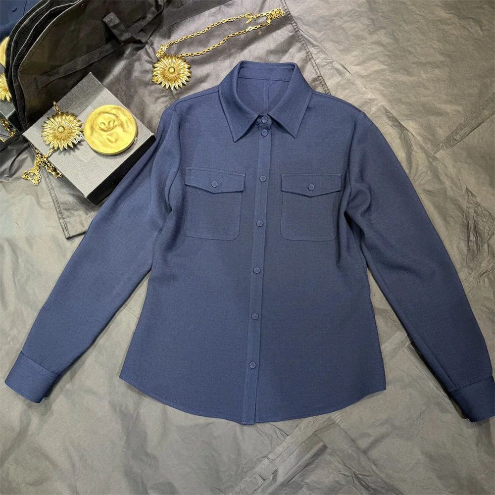2026 Women’s Fashion Shirt – Single-Breasted, Slim-Fit, Collared Top, Cardigan-Style, Y2K-Inspired, Long-Sleeve with Pockets bra