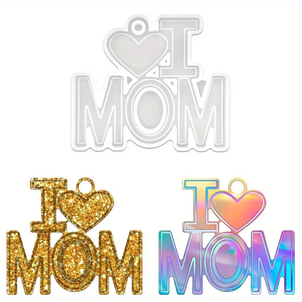 

1pc I Love Mom Keychain Epoxy Resin Mold Thanksgiving Mom's Day Pendant DIY Handmade Thanksgiving Gifts