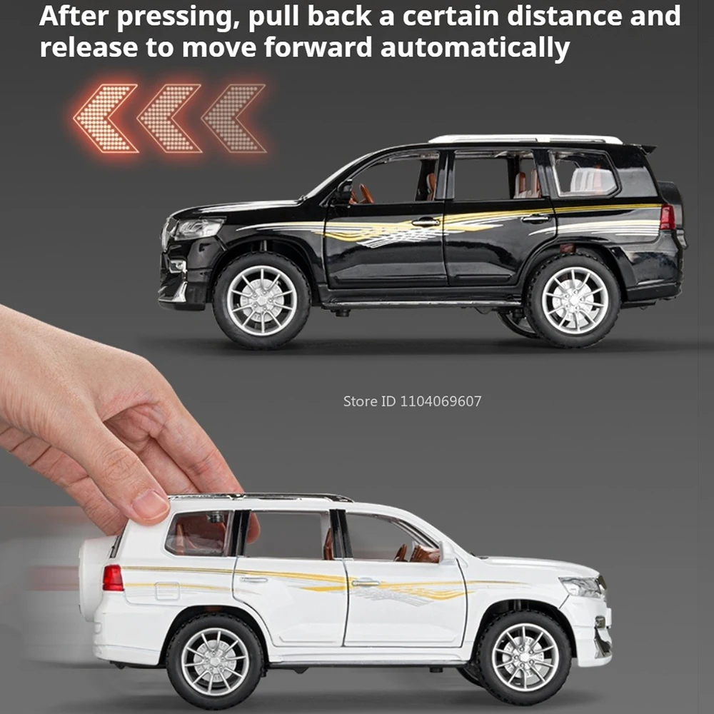1:24 Scale Toy Model Prado Delica Off-road Vehicles Metal Diecast Shock Absorption Doors Opened Pull Back for Kids Edutainment