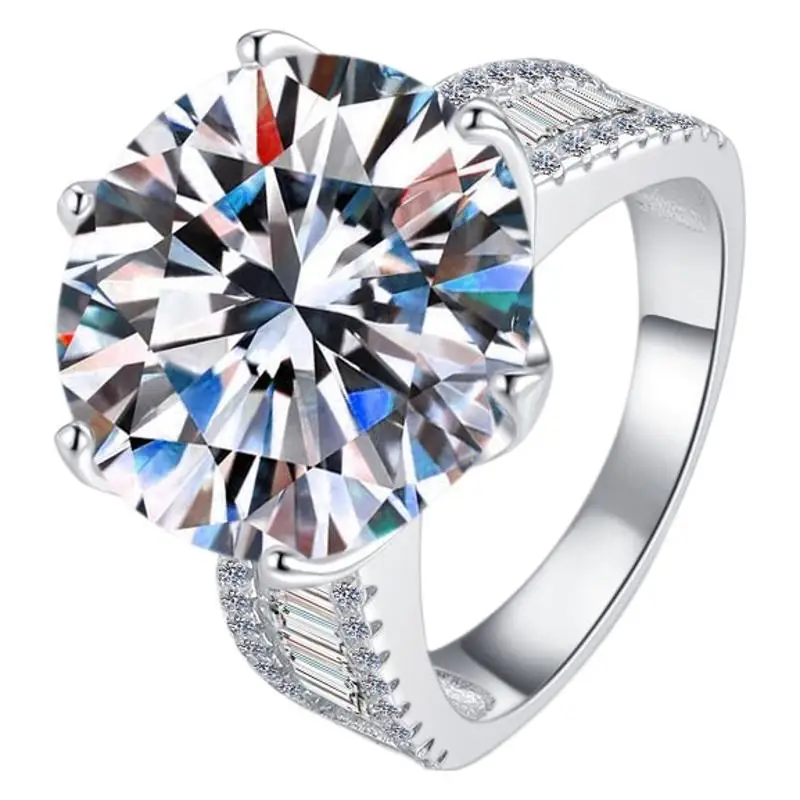 

10-каратное кольцо с муассанитом оптом, преувеличенный высококачественный легкий роскошный стиль, новые кольца из стерлингового серебра S925 на складе