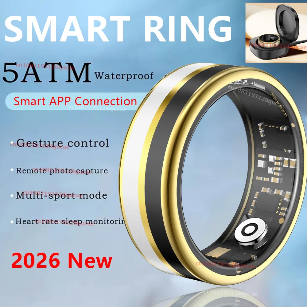 

New Smart Ring With Charging Box Heart Rate Sleep Monitoring Gesture Control Remote Photo Capture Bluetooth Ring IP68 Waterproof