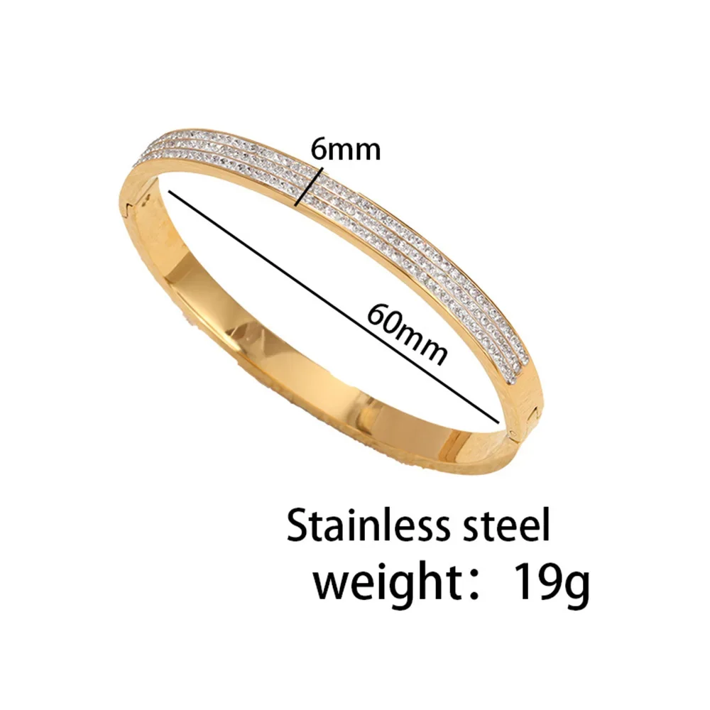 new Luxury Zircon Inlaid Gypsophila Bangles for Women Men Stainless Steel 18K Gold Plated Jewelry bracelet Valentine's Day Gifts