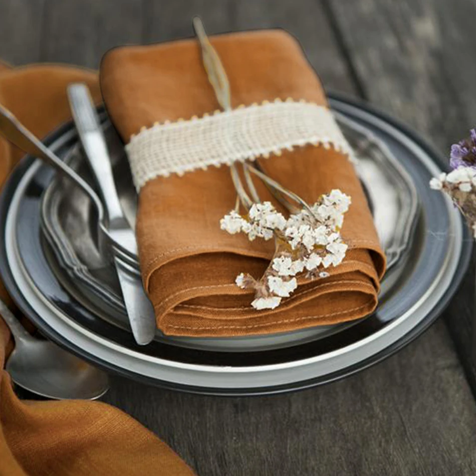 1 Pcs Linen Napkins 100% Flax Stonewashed Pure Linen 15.75 x 15.75 Inch Handcrafted Cloth Napkins Machine Washable