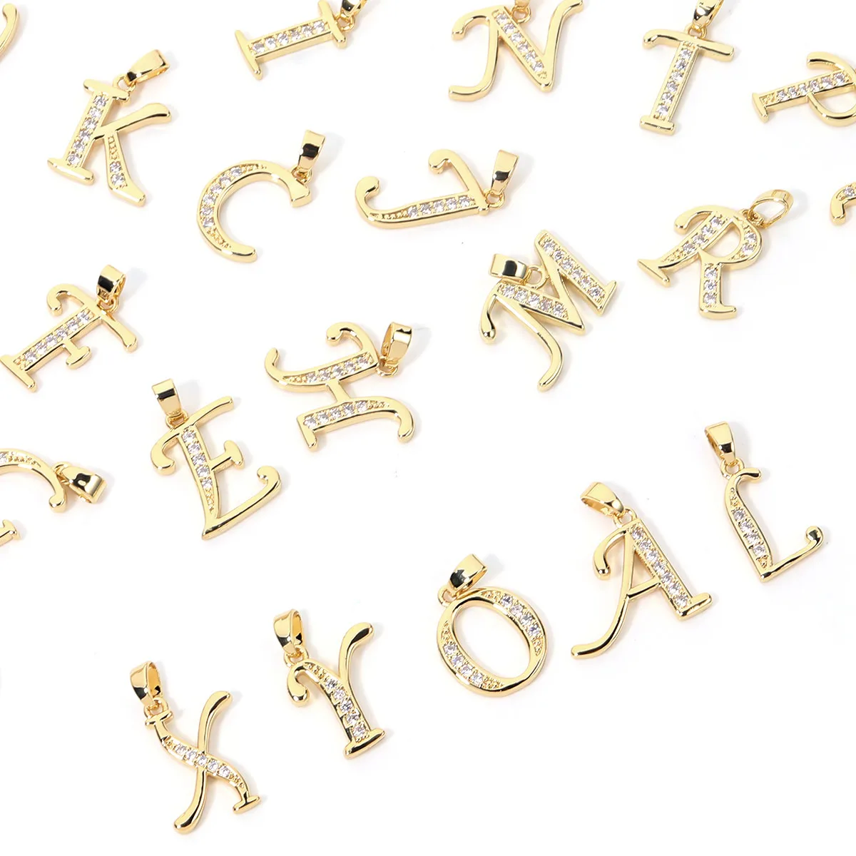 1 Pcs A-Z Letter Charm Zircon Alloy Metal Charms Alphabet Initial Letter Handmade Pendant for DIY Necklace Craft Jewelry Making