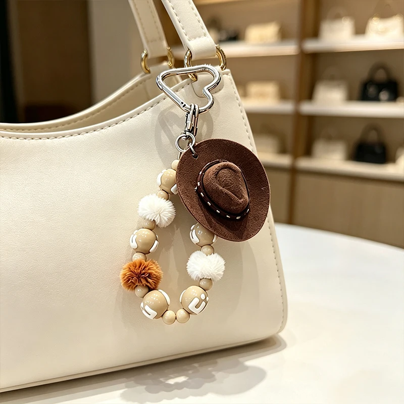 Creative Western Style Vintage Mini Cowboy Hat Keychain Pendant For Women Bag Charm Car Keychain Jewelry Accessories Bag Charm