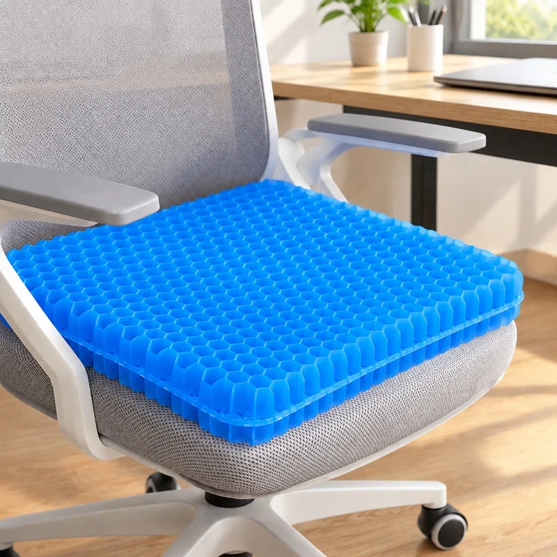 Ergonomic Gel Seat Pad with Honeycomb Design for Pressure Relief on Back and Tailbone, Ideal for Office Chairs, Cars, and