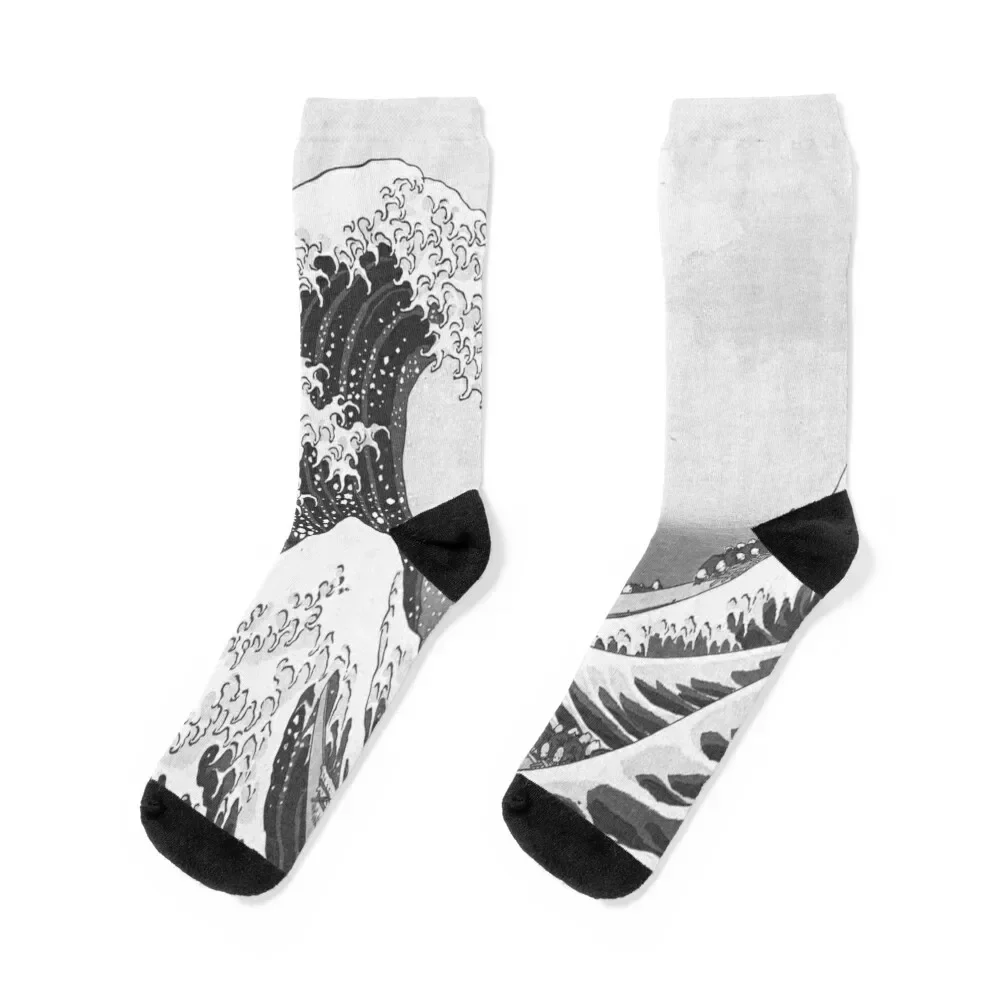 Great Wave - Kanagawa Night, black, white Socks retro short Heating sock christmas gifts Mens Socks Women's