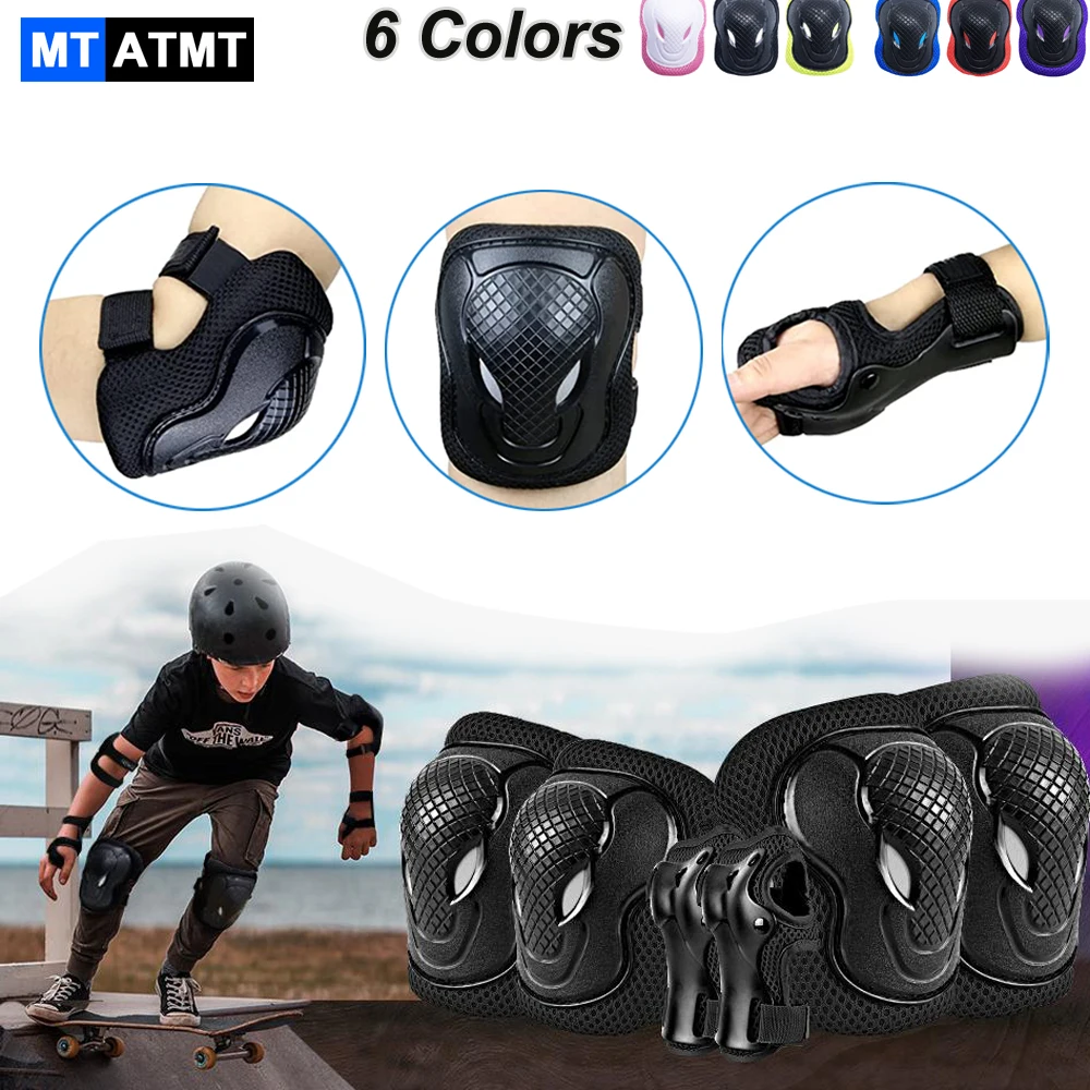 

MTATMT 6Pcs/Set Kids Child Protective Gear Set Knee Pads Elbow Pads Wrist Guard Protector Kit for Skateboard Bicycle Cyling